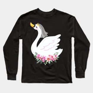 Getting Married Bride And Groom Animal Ducks Birds Swans Wedding Party Long Sleeve T-Shirt